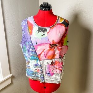 Chico’s Colorful Patchwork Sleeveless Cotton Top Size 3